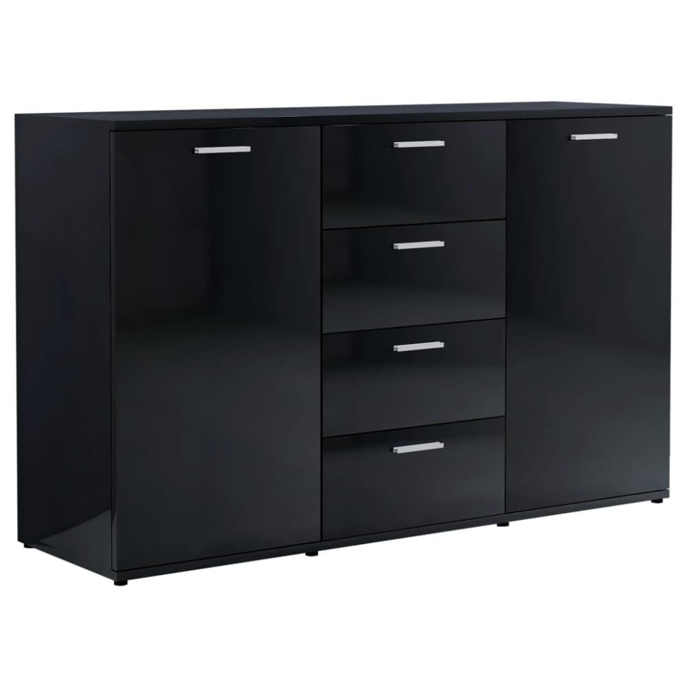 vidaXL Senkki korkeakiilto musta 120x35,5x75 cm lastulevy