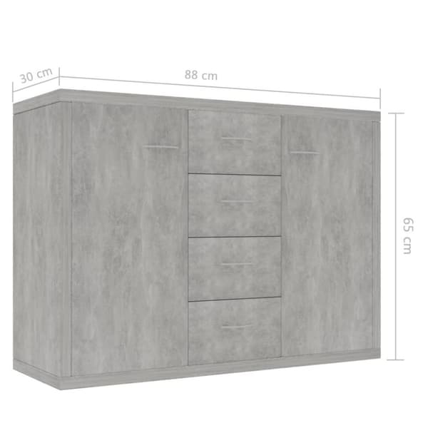vidaXL Skjenk betonggrå 88x30x65 cm sponplate