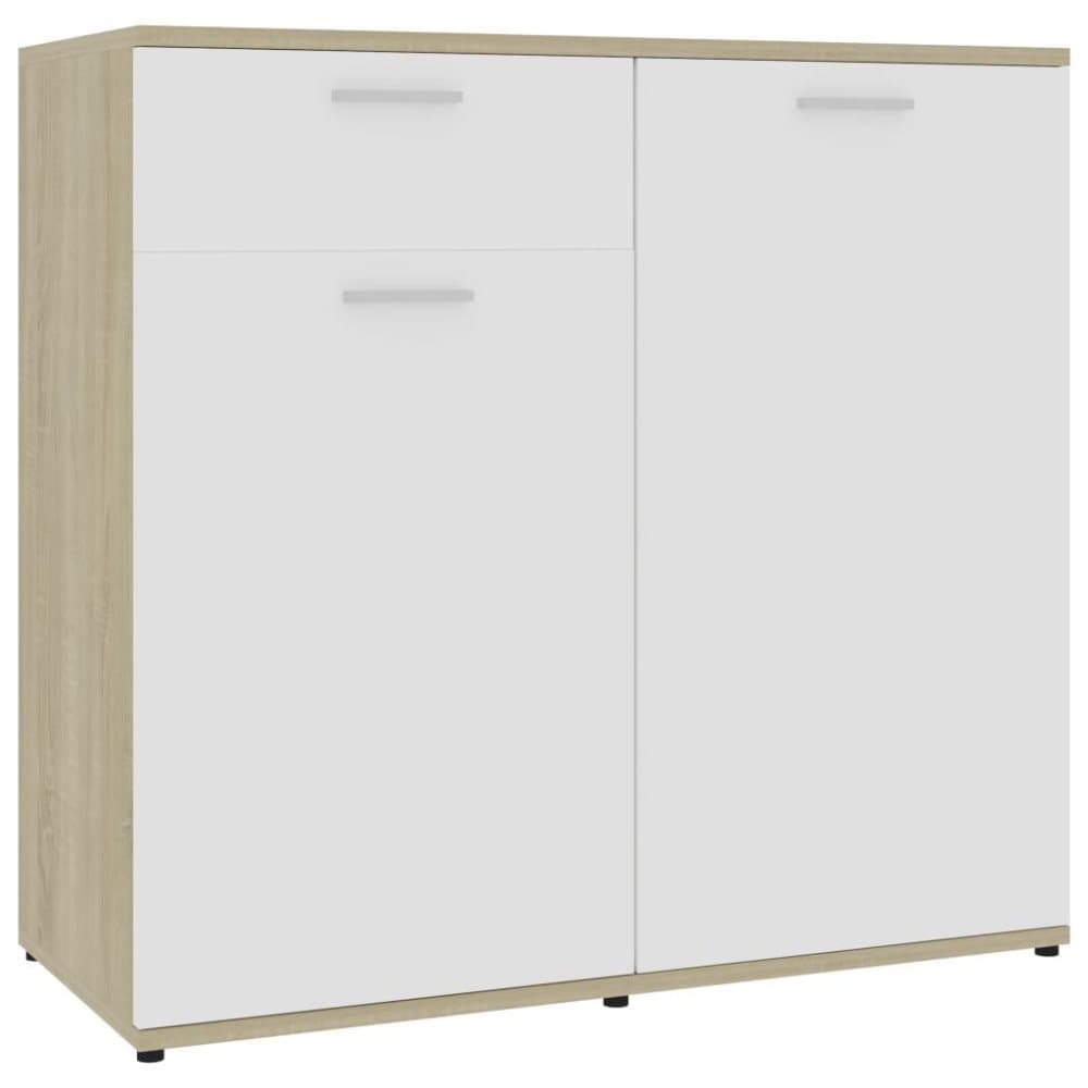 vidaXL Senkki valkoinen ja Sonoma-tammi 80x36x75 cm lastulevy