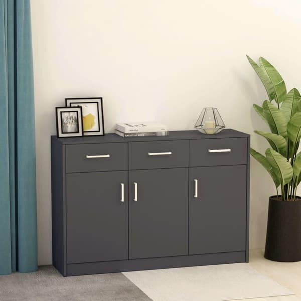 vidaXL skænk 110x30x75 cm spånplade grå
