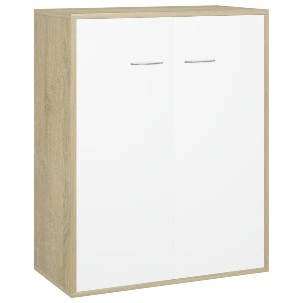 vidaXL Skjenk hvit og sonoma eik 60x30x75 cm sponplate