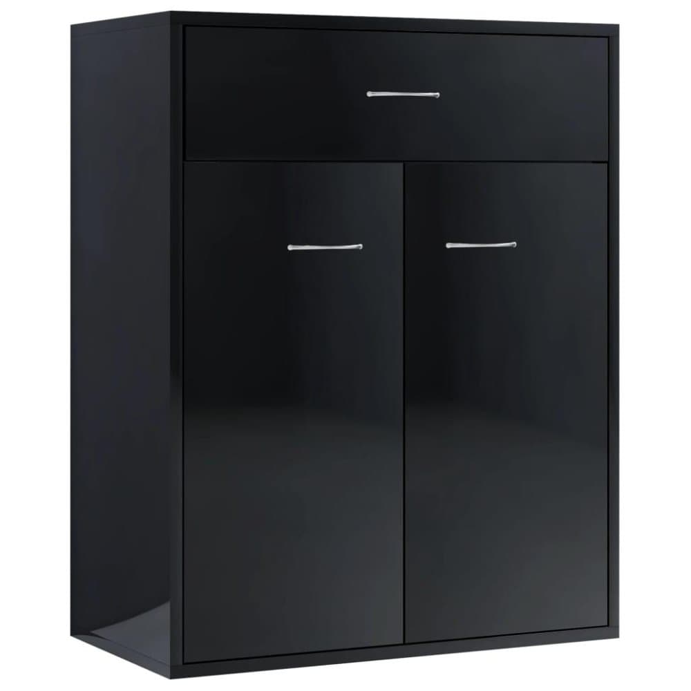 vidaXL Senkki korkeakiilto musta 60x30x75 cm lastulevy