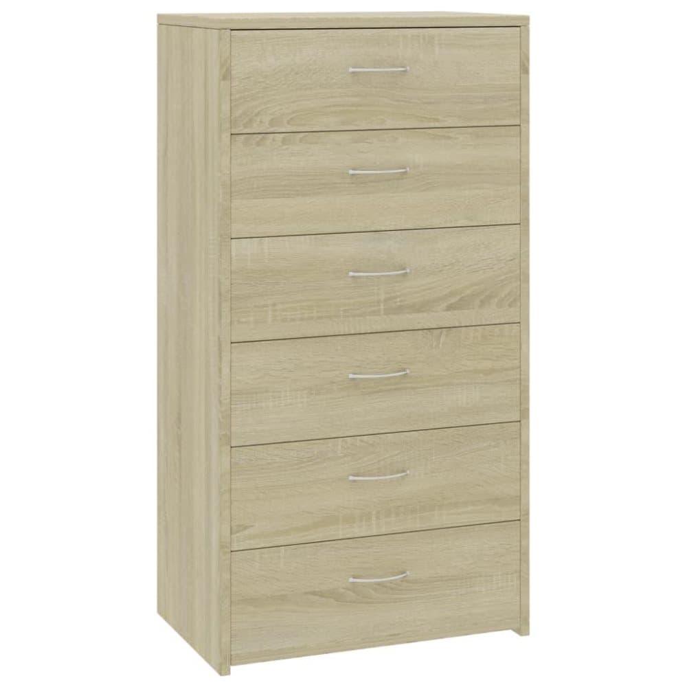 vidaXL Skänk med 6 lådor sonoma-ek 50x34x96 cm spånskiva