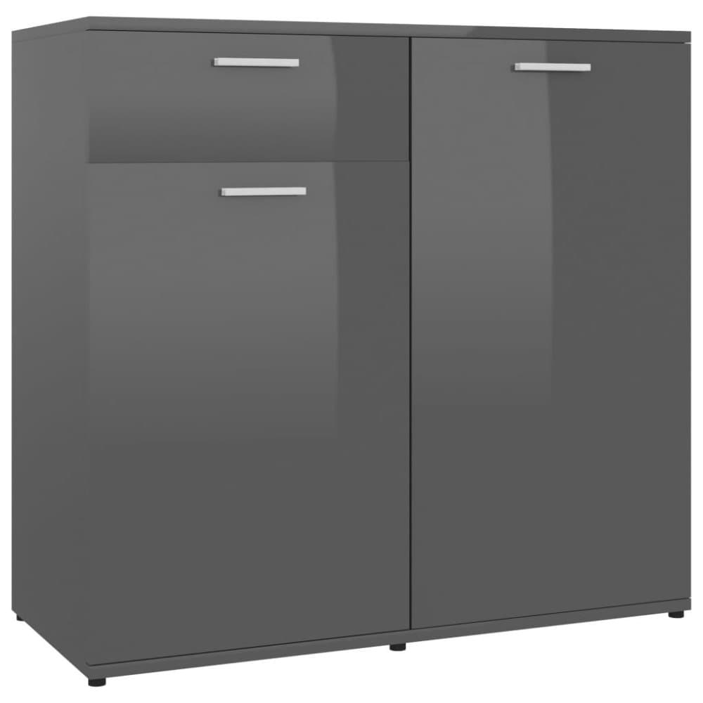 vidaXL Senkki korkeakiilto harmaa 80x36x75 cm lastulevy