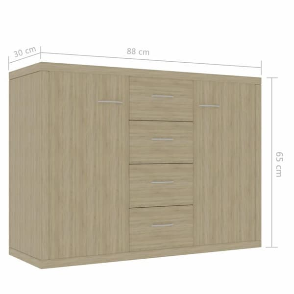 vidaXL Senkki Sonoma-tammi 88x30x65 cm lastulevy