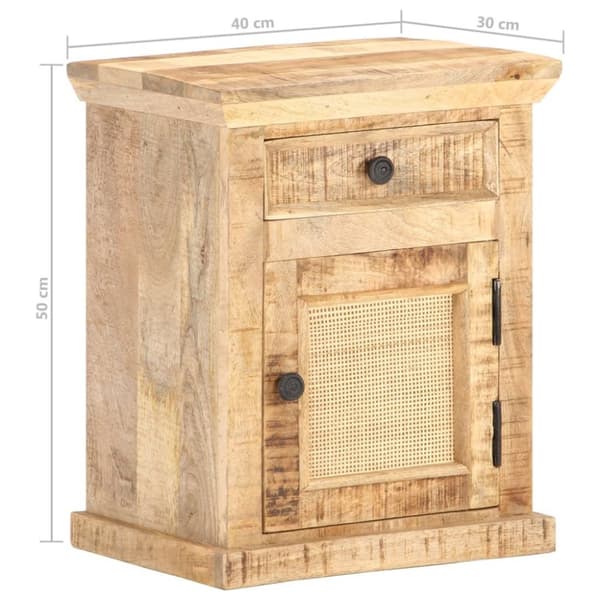 vidaXL Nattbord 40x30x50 cm heltre mango og naturlig stokk