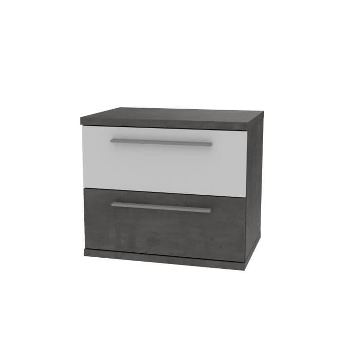 Yöpöytä 2 laatikkoa - valkoinen ja tummanharmaa betoni - P 50,1 x S 34,7 x K 44,7 cm - JULIETTA