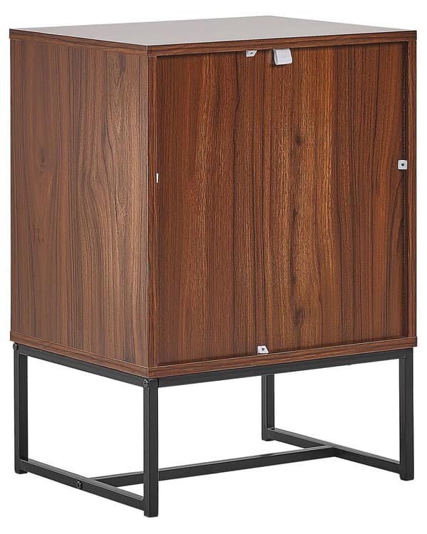 Natbord Mørkt Træ Hvide Skuffer Metalben 69 x 49 cm Moderne Traditionelle Soveværelse Møbler