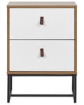 Miniatyrbillede 4 af 9: Natbord Lyst Træ Hvide Skuffer Metalben 69 x 49 cm Moderne Traditionelle Soveværelse Møbler
