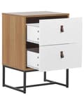 Miniatyrbillede 5 af 9: Natbord Lyst Træ Hvide Skuffer Metalben 69 x 49 cm Moderne Traditionelle Soveværelse Møbler
