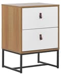 Miniatyrbillede 1 af 9: Natbord Lyst Træ Hvide Skuffer Metalben 69 x 49 cm Moderne Traditionelle Soveværelse Møbler
