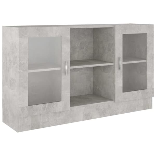 vidaXL vitrineskab 120x30,5x70 cm spånplade betongrå