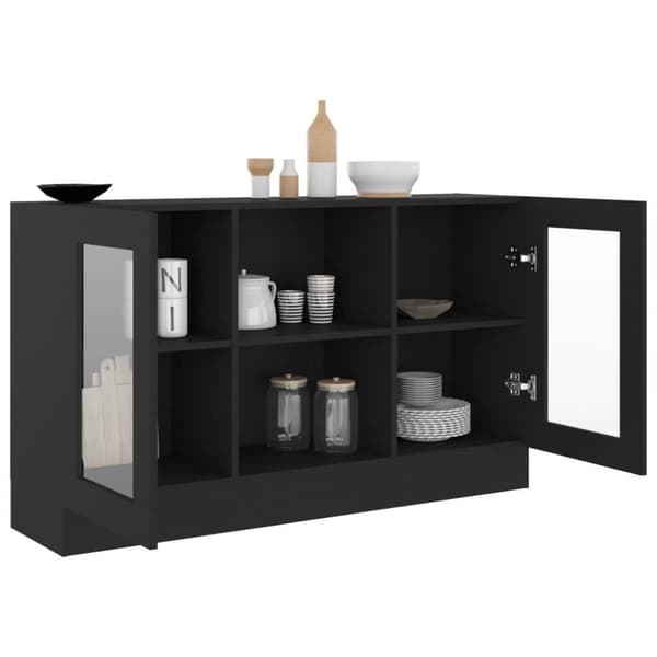 vidaXL vitrineskab 120x30,5x70 cm spånplade sort