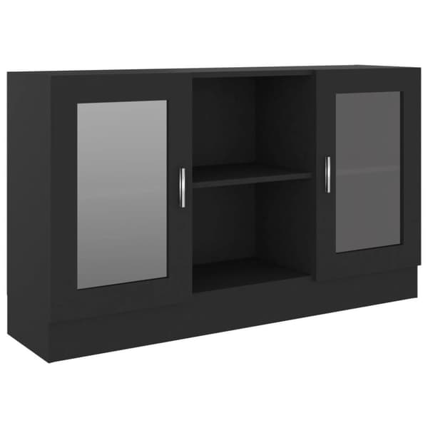 vidaXL vitrineskab 120x30,5x70 cm spånplade sort