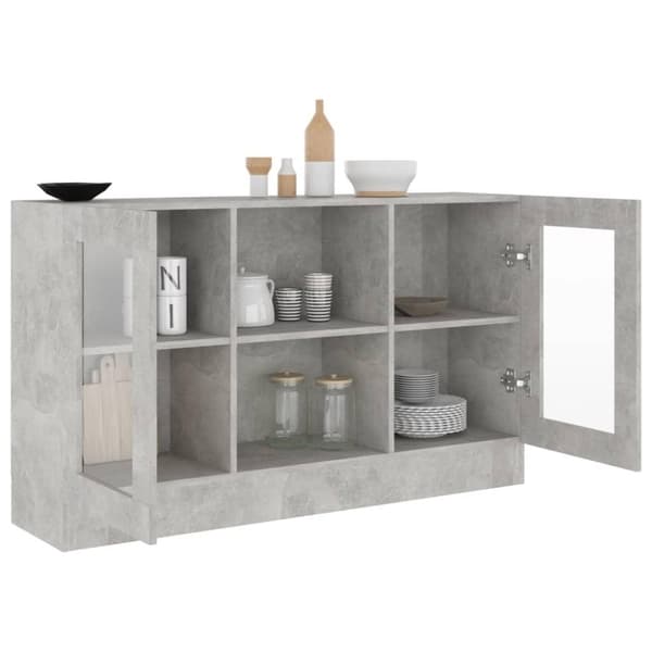vidaXL Vitrineskap betonggrå 120x30,5x70 cm sponplate