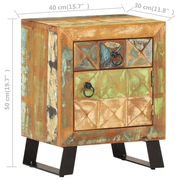 vidaXL sengeskab 40x30x50 cm massivt genbrugstræ