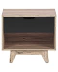 Pikkukuva 5 / 9: Yöpöytä vaalea puu musta MDF-levy mänty 50 x 40 x 46 cm laatikolla hyllyllä neliö skandinaavinen tyyli