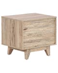 Pikkukuva 6 / 9: Yöpöytä vaalea puu musta MDF-levy mänty 50 x 40 x 46 cm laatikolla hyllyllä neliö skandinaavinen tyyli