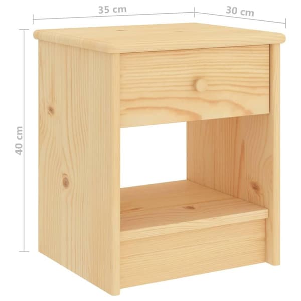 vidaXL Nattbord naturell 35x30x40 cm heltre furu