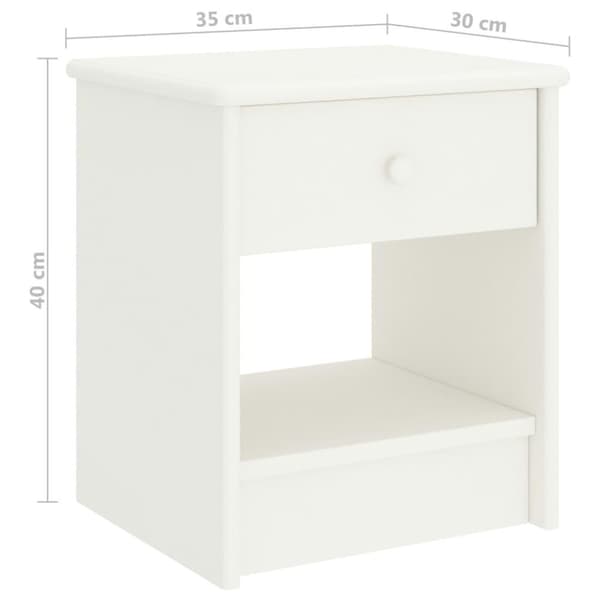 vidaXL Nattbord hvit 35x30x40 cm heltre furu