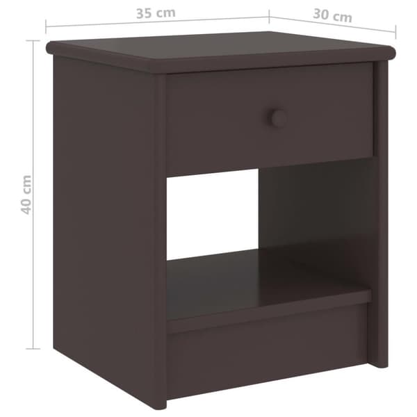 vidaXL Nattbord mørkebrun 35x30x40 cm heltre furu