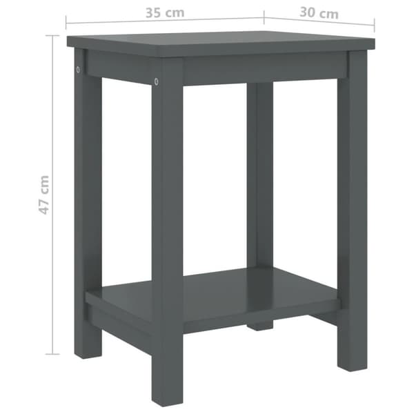 vidaXL Nattbord mørkegrå 35x30x47 cm heltre furu