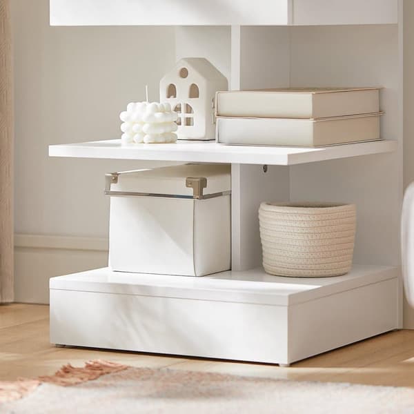 SoBuy Sofabord med skuffe Sengebord Hjørnebord Længde 39 cm Bredde 39 cm Højde 65 cm hvid FBT49-W