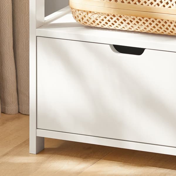 SoBuy Sengebord med 2 skuffer, Sofabord Sidebord Hjørnebord Længde  45 cm Bredde 38 cm Højde 50 cm, hvid , FRG258-W
