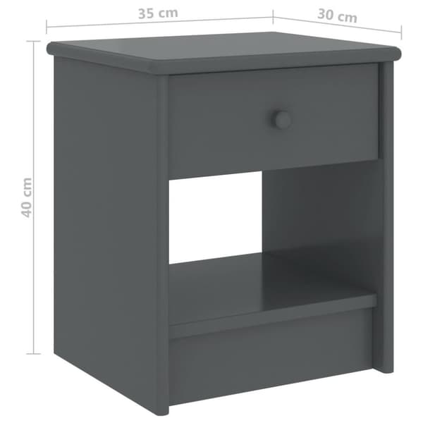 vidaXL sengebord 35x30x40 cm massivt fyrretræ mørkegrå
