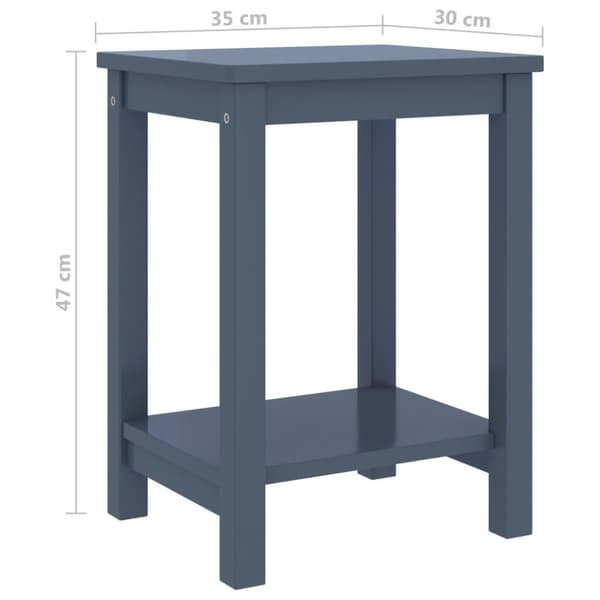 vidaXL sengebord 35x30x47 cm massivt fyrretræ lysegrå