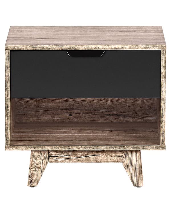 Natbord Lyst Træ 1 Sort Skuffe 46 x 50 cm Minimalistisk Skandinavisk Design