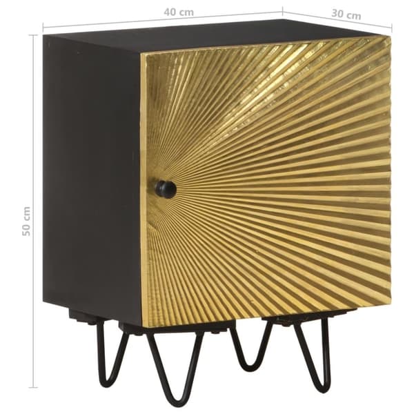 vidaXL Nattbord med messingfront 40x30x50 cm heltre mango