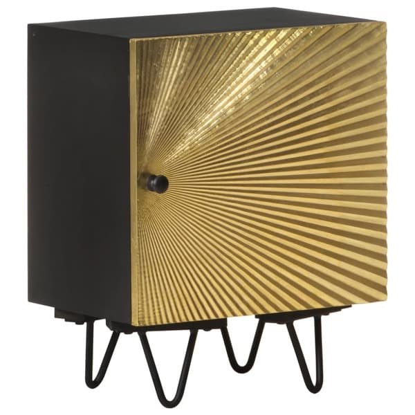 vidaXL Nattbord med messingfront 40x30x50 cm heltre mango