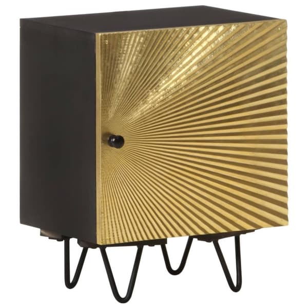vidaXL Nattbord med messingfront 40x30x50 cm heltre mango