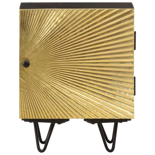 vidaXL Nattbord med messingfront 40x30x50 cm heltre mango