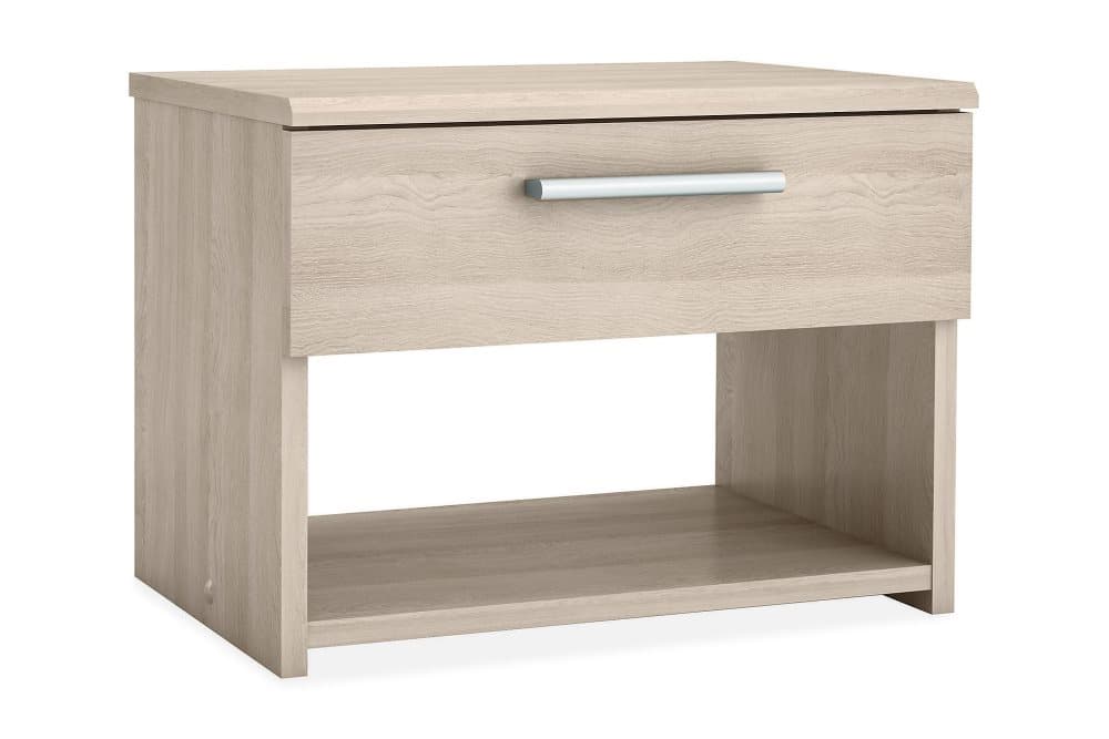 ARATA Sängbord 43 cm med Förvaring Lådå + Hylla Ekfärg