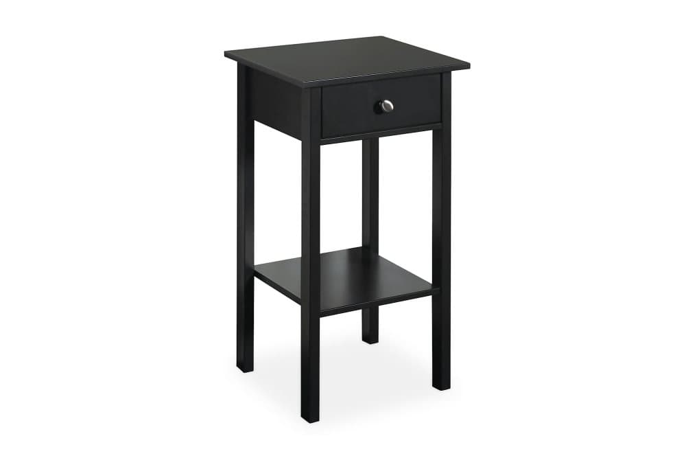 LAUTARO Sängbord 40 cm med Förvaring Låda + Hylla Svart