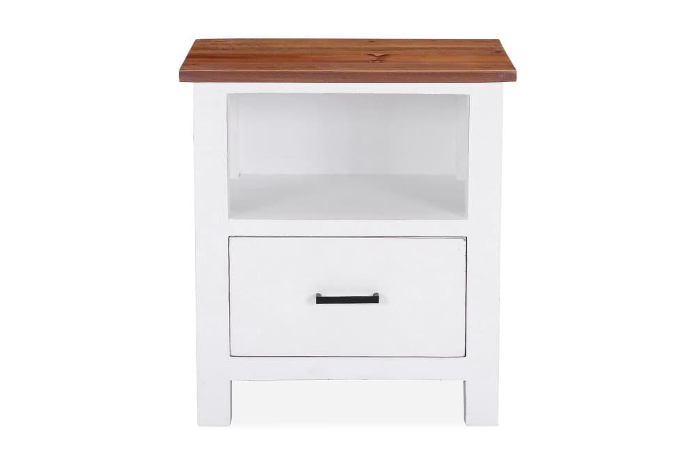 LIRE Sängbord 54 cm med Förvaring Låda + Hylla Vintage Natur