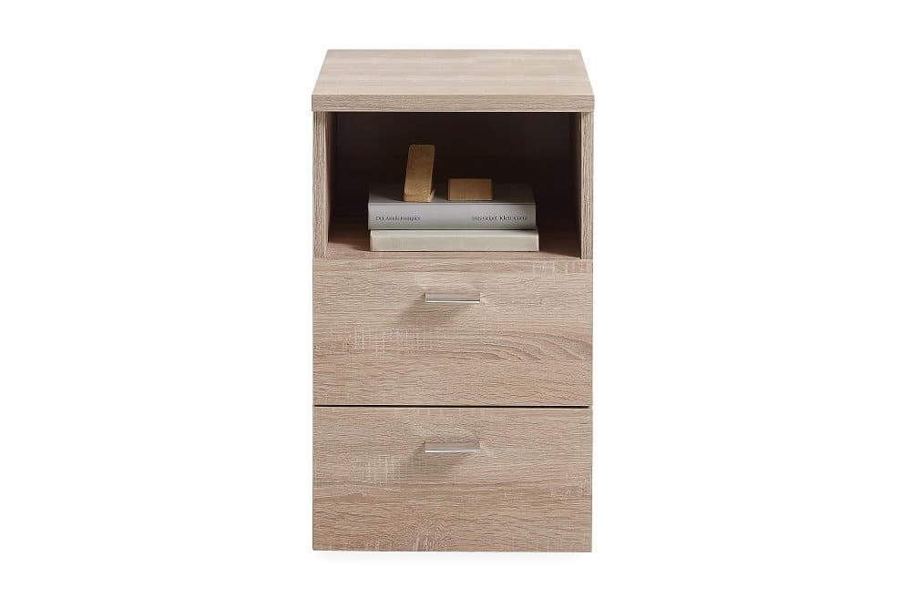 IBLIS Sängbord 35 cm med Förvaring 2 Lådor + Hylla Grå/Beige