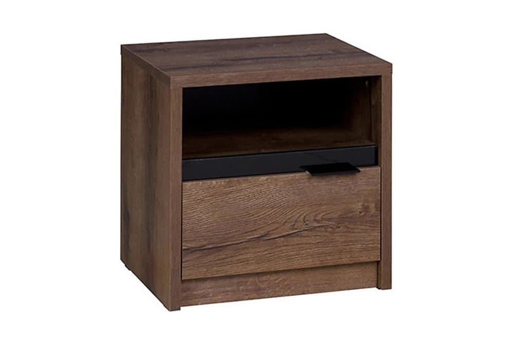RARICK Sängbord 47 cm med Förvaring Skåp + Hylla Brun/Natur