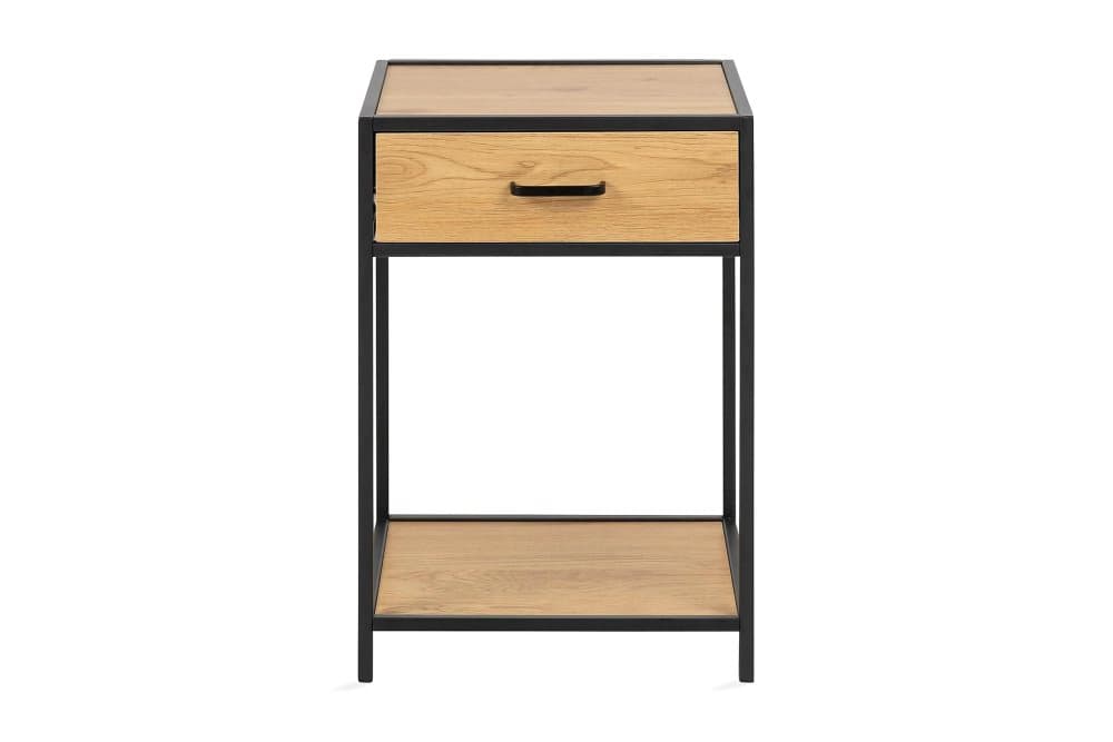 ZUMAR Sängbord 35 cm med Förvaring Låda + Hylla Brun/Svart