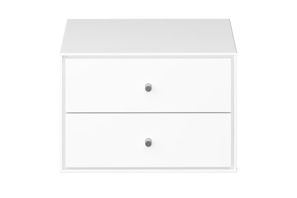 KARPO Sängbord 42 cm med Förvaring 2 Lådor Vit