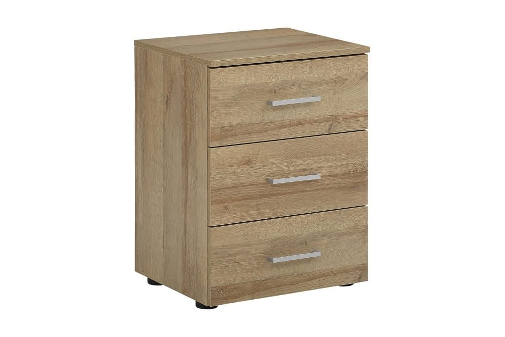 DENSBORN Sängbord 45 cm med Förvaring 3 Lådor Brun