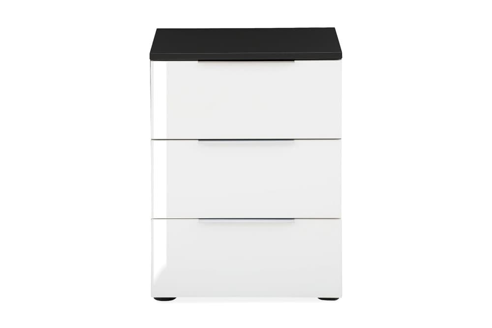 DENSBORN Sängbord 45,1x61,4 3 Lådor Mörkgrå/Vitt Glas