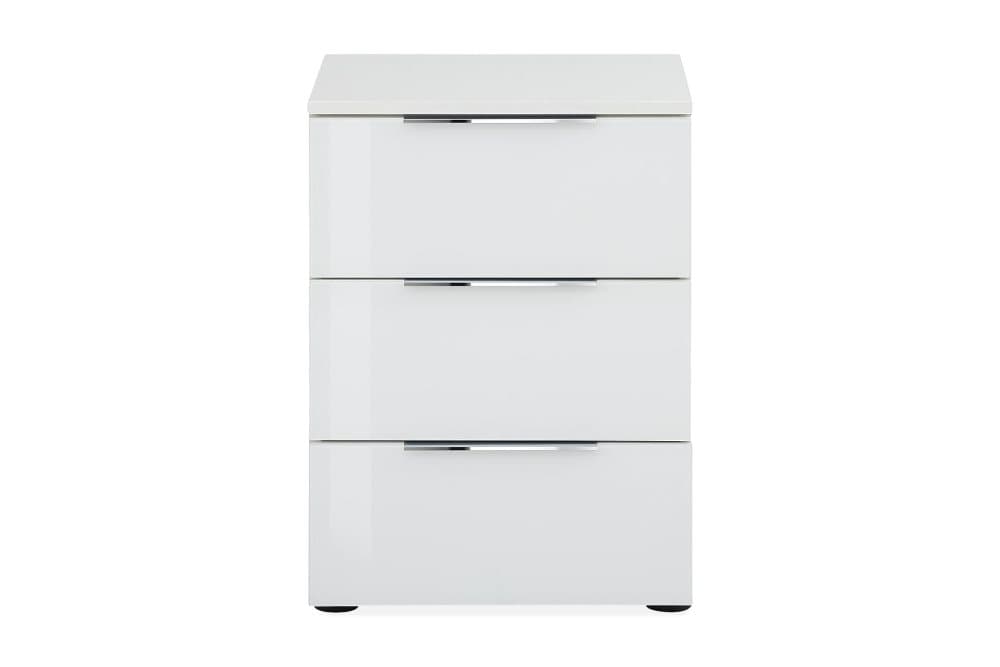 DENSBORN Sängbord 45 cm med Förvaring 3 Lådor Glas/Vit