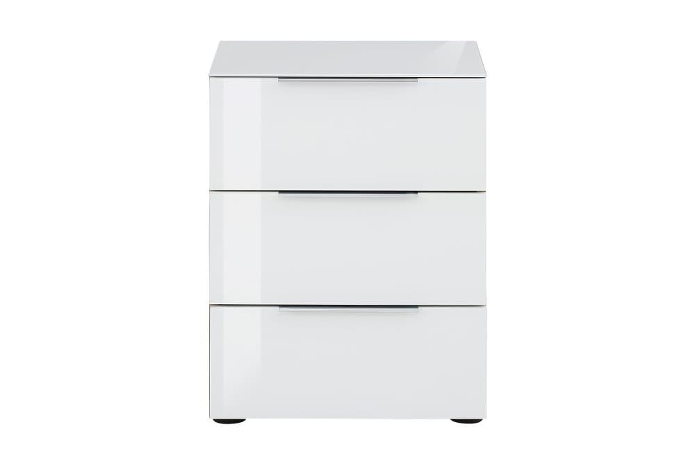 DENSBORN Sängbord 45cm m Förvaring 3 Lådor Glas/Vit/Brun