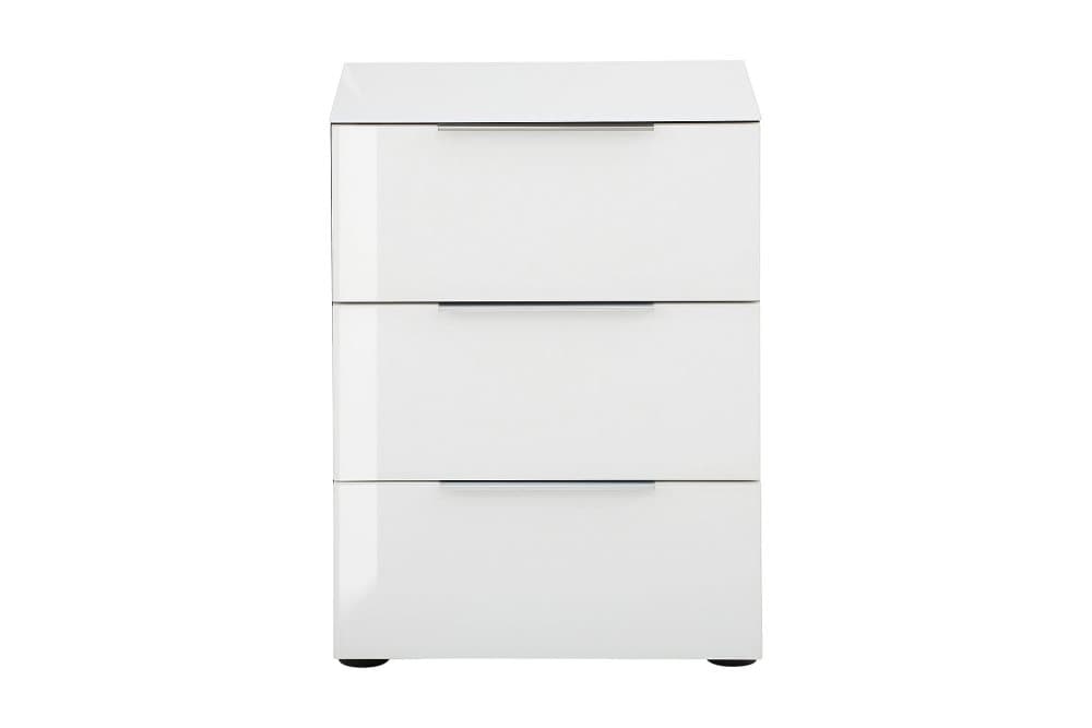 DENSBORN Sängbord 45cm Förvaring 3 Lådor Glas/Vit