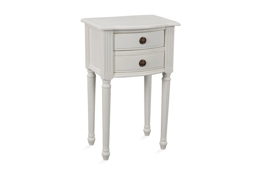 AGARA Sängbord 40 cm med Förvaring 2 Lådor Vit