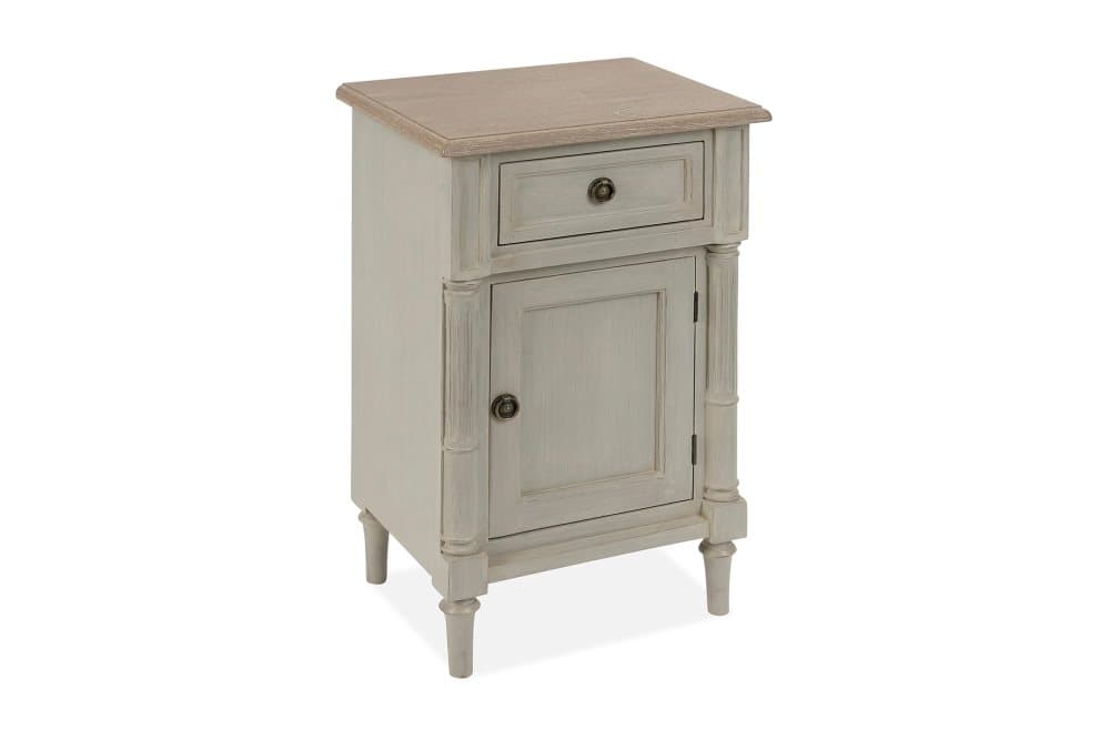 EDOUA Sängbord 40 cm med Förvaring Låda + Skåp Grå/Vit