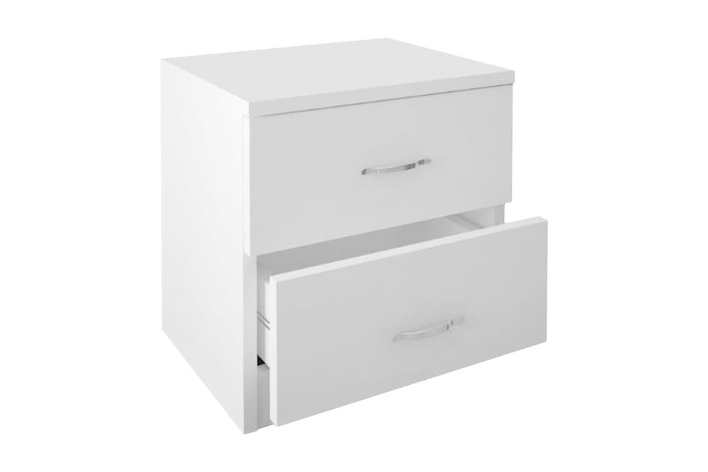 TONYA Sängbord 40 cm med Förvaring 2 Lådor Vit